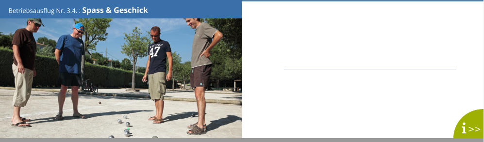 Betriebsausflug Nr. 3.4. : Spass & Geschick >>