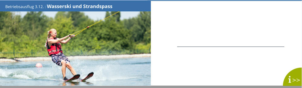 Betriebsausflug 3.12. : Wasserski und Strandspass >>